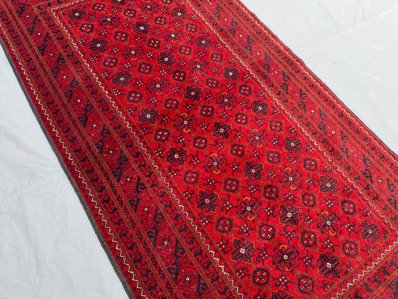 3'3 x 6'3 Vintage Afghan Hand-Knotted Turkoman Rare Rug Red Wool Tribal Area Rug gallery