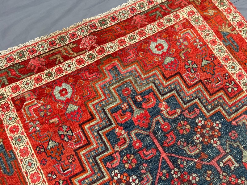 4'3" x 7'2" Antique Turkish Hand-Knotted Caucasian Geometric Rug, Rare Rug gallery