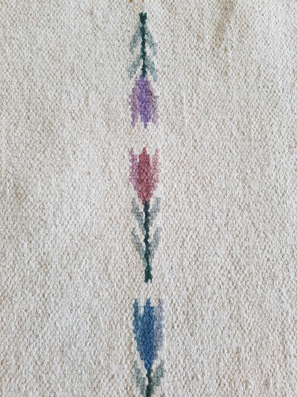 Vintage Handmade Swedish Floral Motif Wool Kilim Runner Rug 234x72 cm gallery