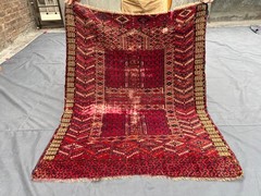 Handwoven Turkish Tribal Rug 4×5 ft Distressed Low Pile Vintage Boho Area Rug