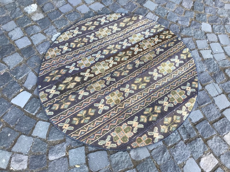 Bohemian Area Rug Handmade Wool Rug Turkish Vintage Traditional Rug 3,8 x 3,8 ft gallery