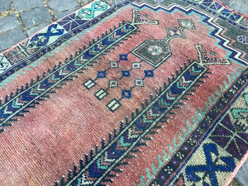 Turkish Vintage Rug, Home Decor Rug, Boho Decor Rug, Oushak Rug, 2,2 x 3,6 ft gallery