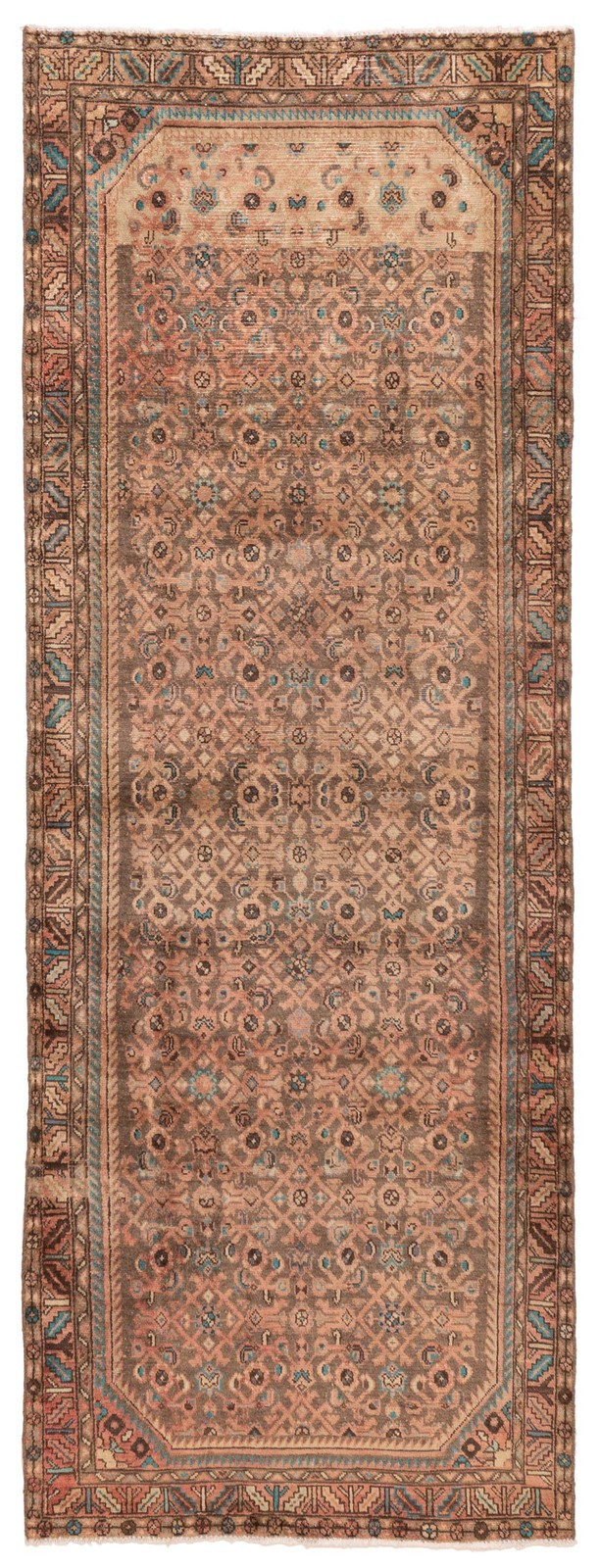 3'9" x 10'3" Vintage Hand-knotted Runner Rug Traditional Oriental Wool Carpet gallery