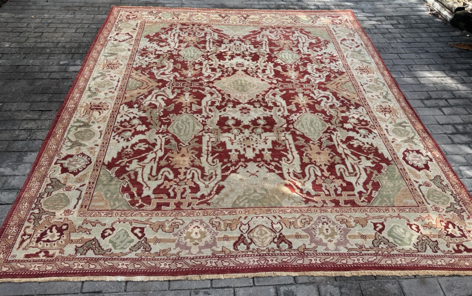 Antique VTG Oriental Woven Legends Oushak Hand Knotted Wool Rug 10 X 9 Feet gallery