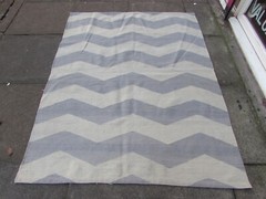 Kilim Vintage Traditional Hand Made Oriental Grey White Wool Kilim 170x132cm