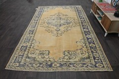 Oushak 6×10,Turkish Rug,vintage,anatolian,ORANGE,kilim,Bohemian,handmade,wool