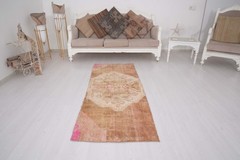 Vintage Turkish Antique Wool Runner Rug 3×7 Handmade Farmhouse Area Carpet 126