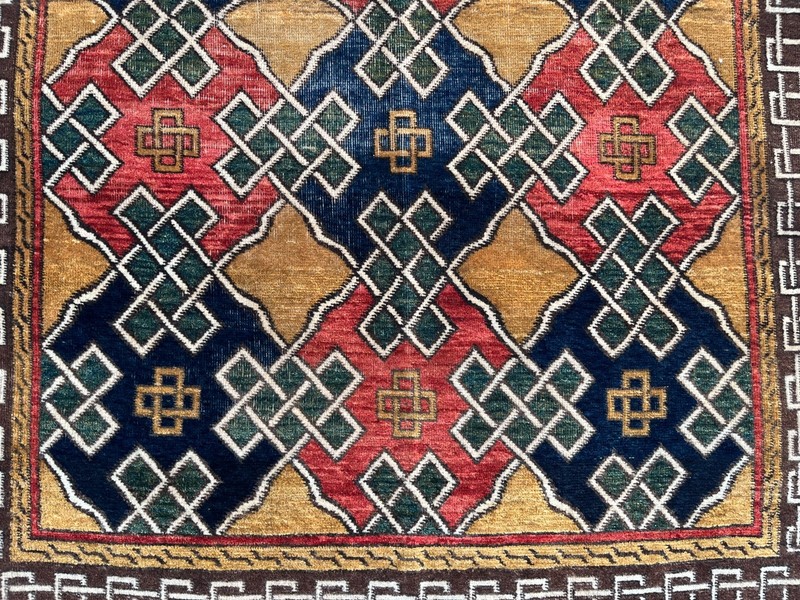 1930s Antique Terracotta Turkmen Rug 4x7 Fine Geometric Faded Persian Old Carpet gallery