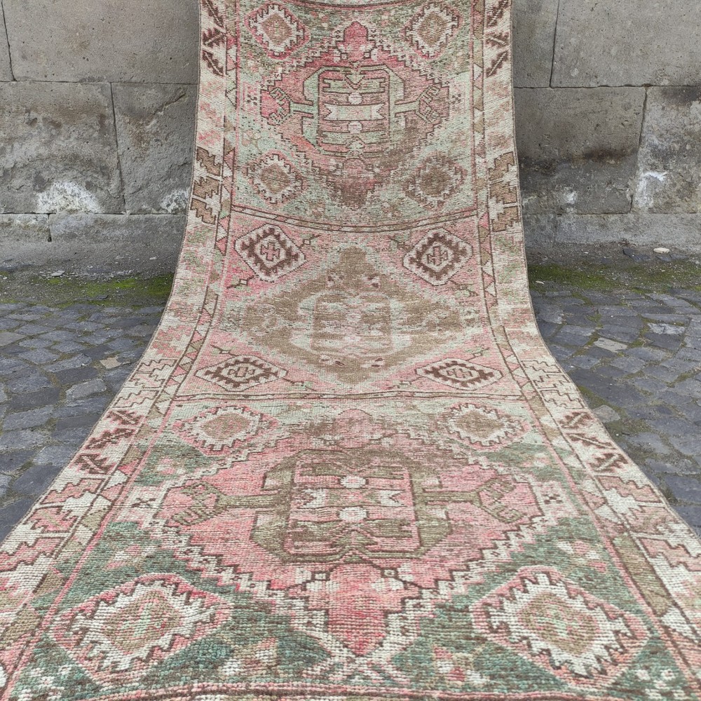 4x10 Oversized Turkish rug 4.23 x 10.43 ft Vintage Handmade huge rug 129 x 318cm