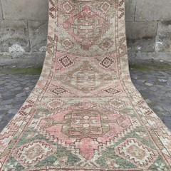 4×10 Oversized Turkish rug 4.23 x 10.43 ft Vintage Handmade huge rug 129 x 318cm