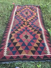 Antique Fars Kilim Rug 6.5X3.4 Tribal Flatweave Carpet Semi Open Field Geometric