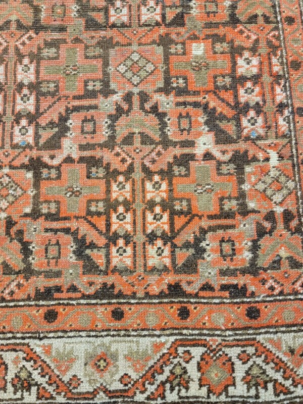 Antique Oriental Hand-Knotted Wool Runner Malayer Rust/Ivory 3'2" x 12'10" gallery