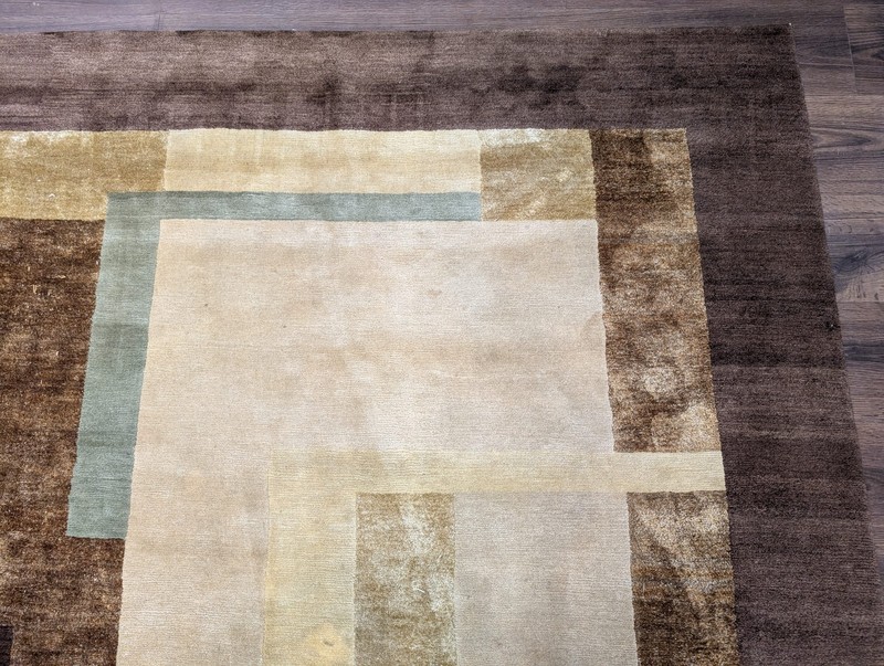 Modern Tibetan Rug 10x14, Wool, Thick Pile, Abstract Geometric, Handmade gallery