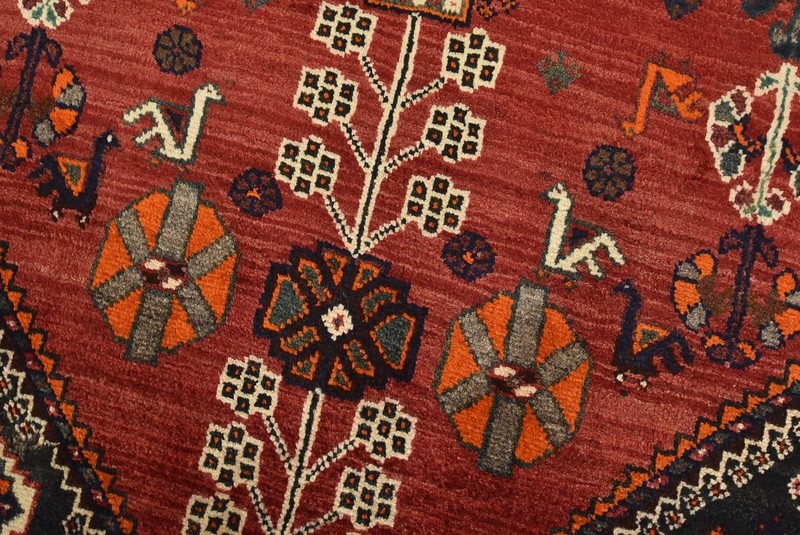 Shirazi Rug 3’4” x 5’7” Red Wool Vintage Tribal Hand-Knotted Oriental Carpet gallery