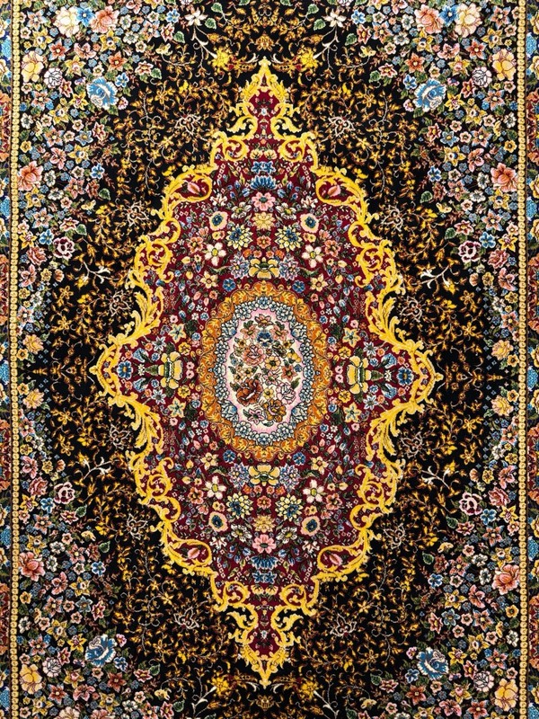 Luxury Silk & Cotton Rug 2.5 X 4 Ft Imperial Garden Medallion Floral 💐 gallery