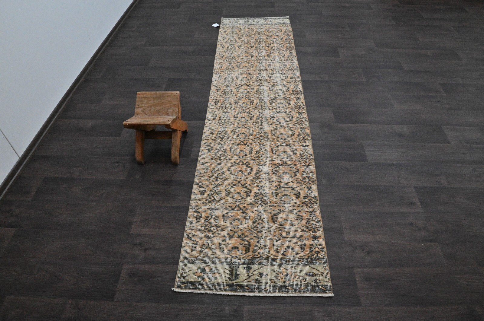 Vintage Turkish Runner Rug 2x9ft Wool Anatolian Handmade Hallway Oushak ORANGE gallery