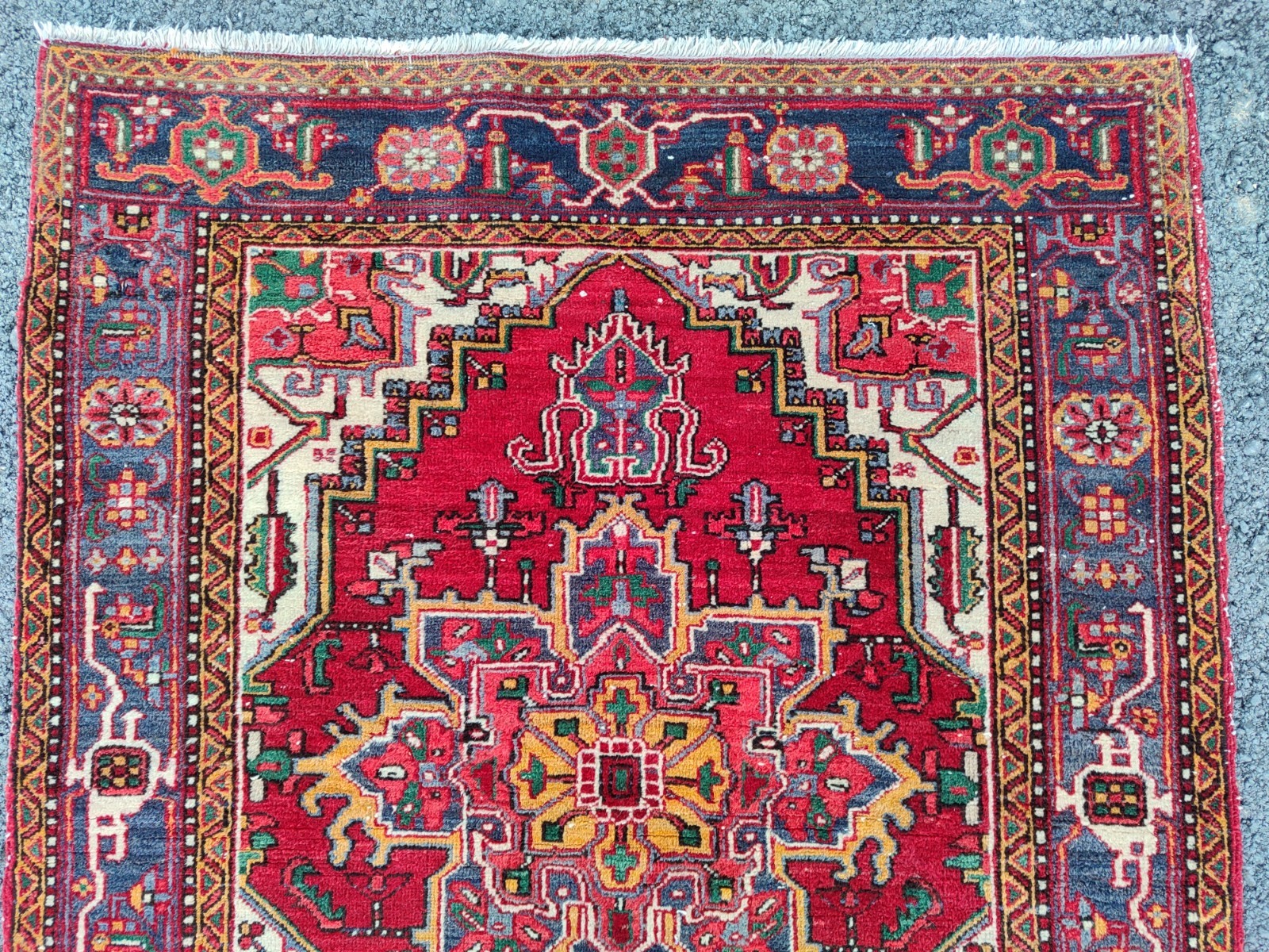 Antique rug 4x5, Vibrant turkish rug 4x5 vintage, Heriz rug 4x6, Kazak rug wool gallery