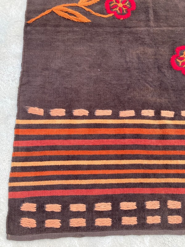 Vintage Handmade Romanian Floral Traditional Wool Kilim Rug 180x119 cm gallery