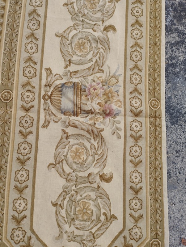 Vintage French Aubusson Floral Needlepoint Multicolor Rug Wool Carpet 294x235 cm gallery