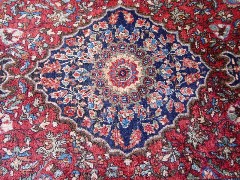 EXCELLENT ANTIQUE SAROUKK FLORAL RED HAND-KNOTTED WOOL ORIENTAL RUG 3'4" x 5' gallery