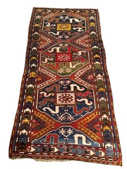 4 X 9 Armenian Antique Chondzoresk Cloudband Karabakh Caucasian Rug All Wool