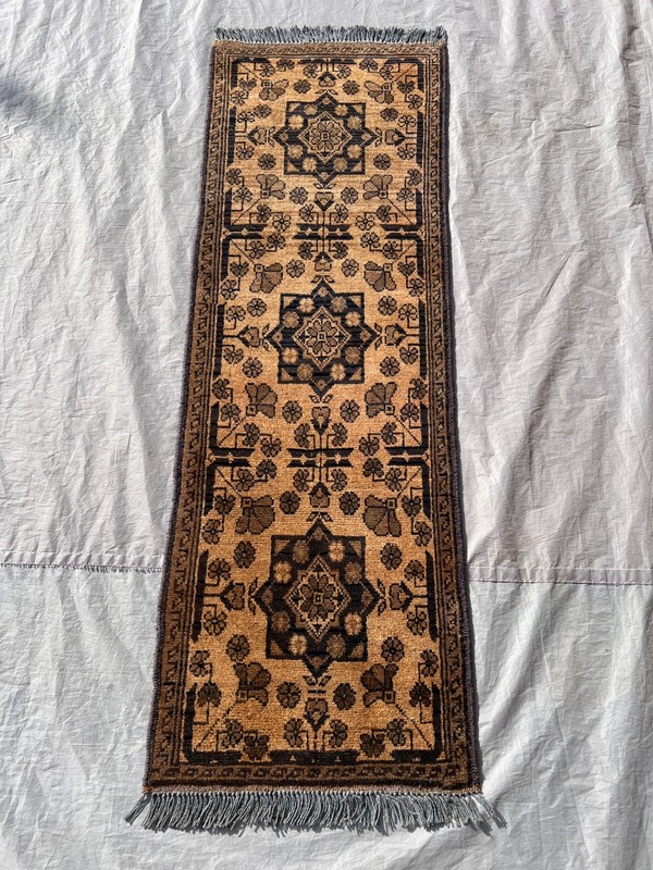 Antique Terracotta Afghan Runner Rug 2x5 Hand Knotted Turkmen Muted Wool Carpet gallery