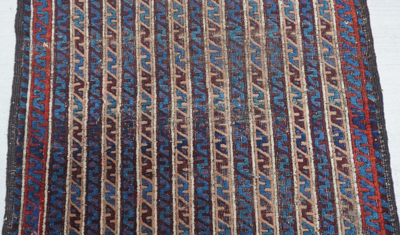 ANTIQUE BALUCHH STRIPPED HAND KNOTTED 3' x 5'5" WOOL TRIBAL ORIENTAL RUG gallery