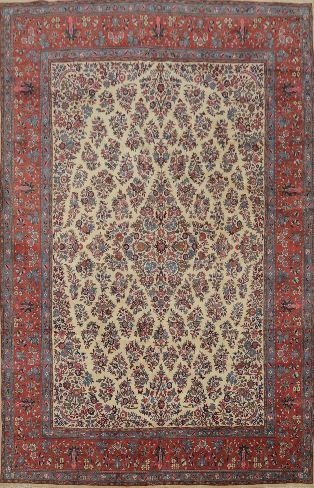 Vegetable Dye Ivory Wool Handmade Large Rug Traditional Vintage Carpet 11x16 gallery