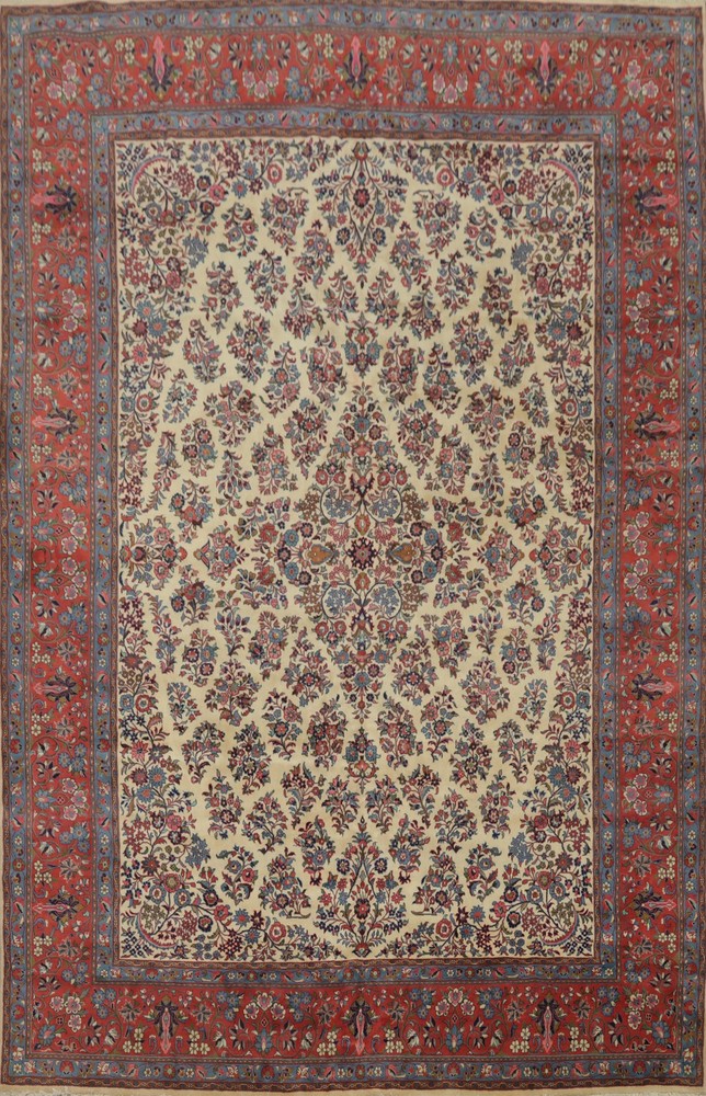 Vegetable Dye Ivory Wool Handmade Large Rug Traditional Vintage Carpet 11x16