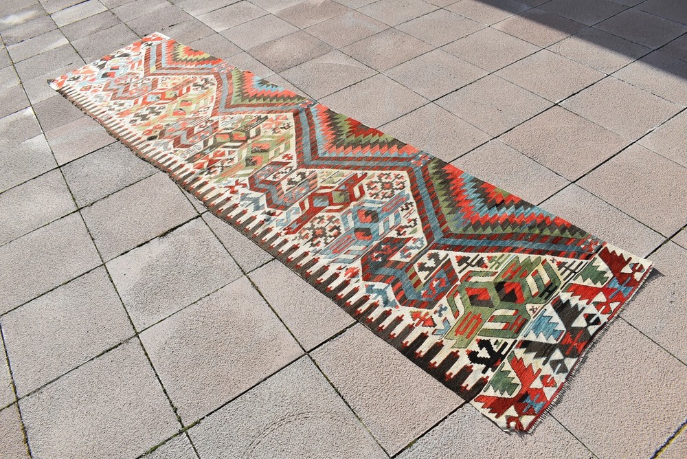 Stunning Antique Kilim Rug 2'7 x 10'7 ft. Anatolian Collector's Fragment Kilim
