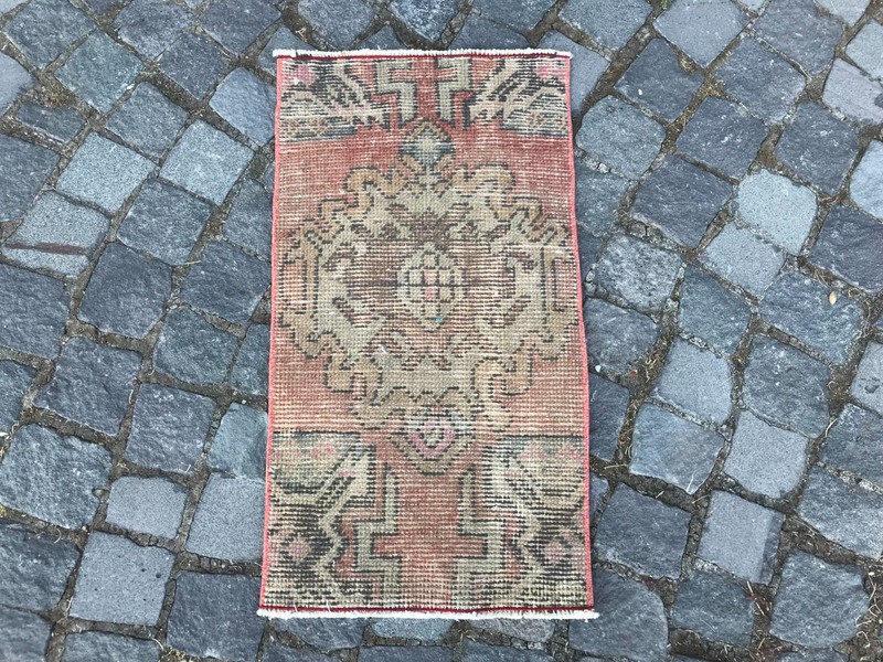 Bath Mat Rug, Oushak Kilim Rug, Turkish Vintage Rug, Home Decor Rug 1,3 x 2,3 ft gallery