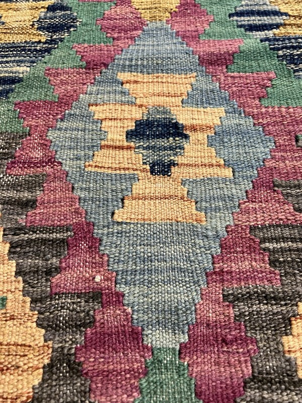 Handmade Kilim Runner wool natural colours Afghan Traditional 288cmx83cm gallery
