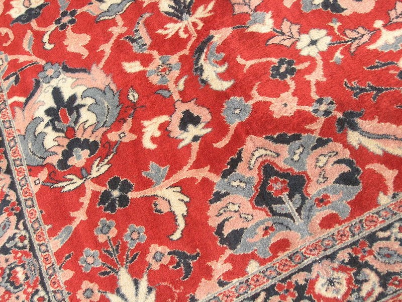 Antique Arts and Crafts Red Wilton oriental Rug Isphahan Garden Design 54x89" gallery
