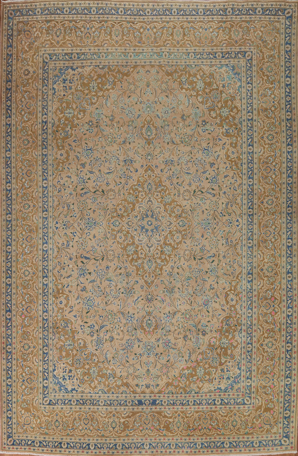 Vintage Peach/ Golden Palm Traditional Hand-made Living Room Area Rug 10x13 gallery