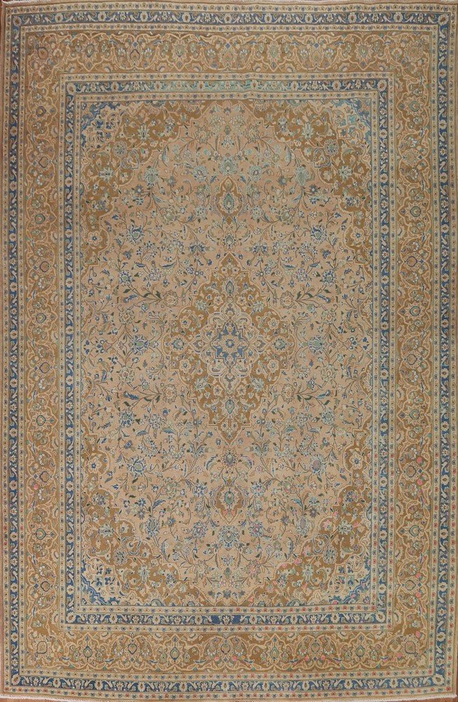 Vintage Peach/ Golden Palm Traditional Hand-made Living Room Area Rug 10x13