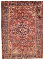 Vintage Geometric Area Rug 7’10” x 10’10” Traditional Hand-Knotted Wool Carpet