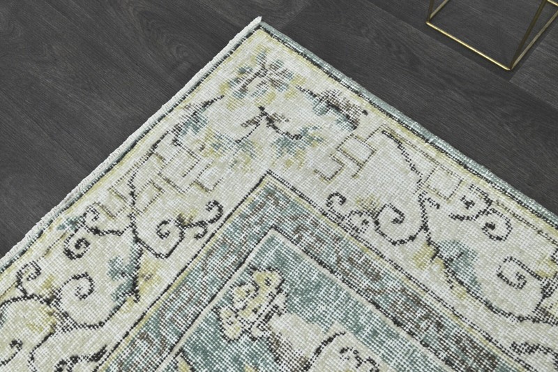 Oushak Turkish Vintage Rug 7x10 Kilim Rug Anatolian Handmade Boho Decor BLUE gallery
