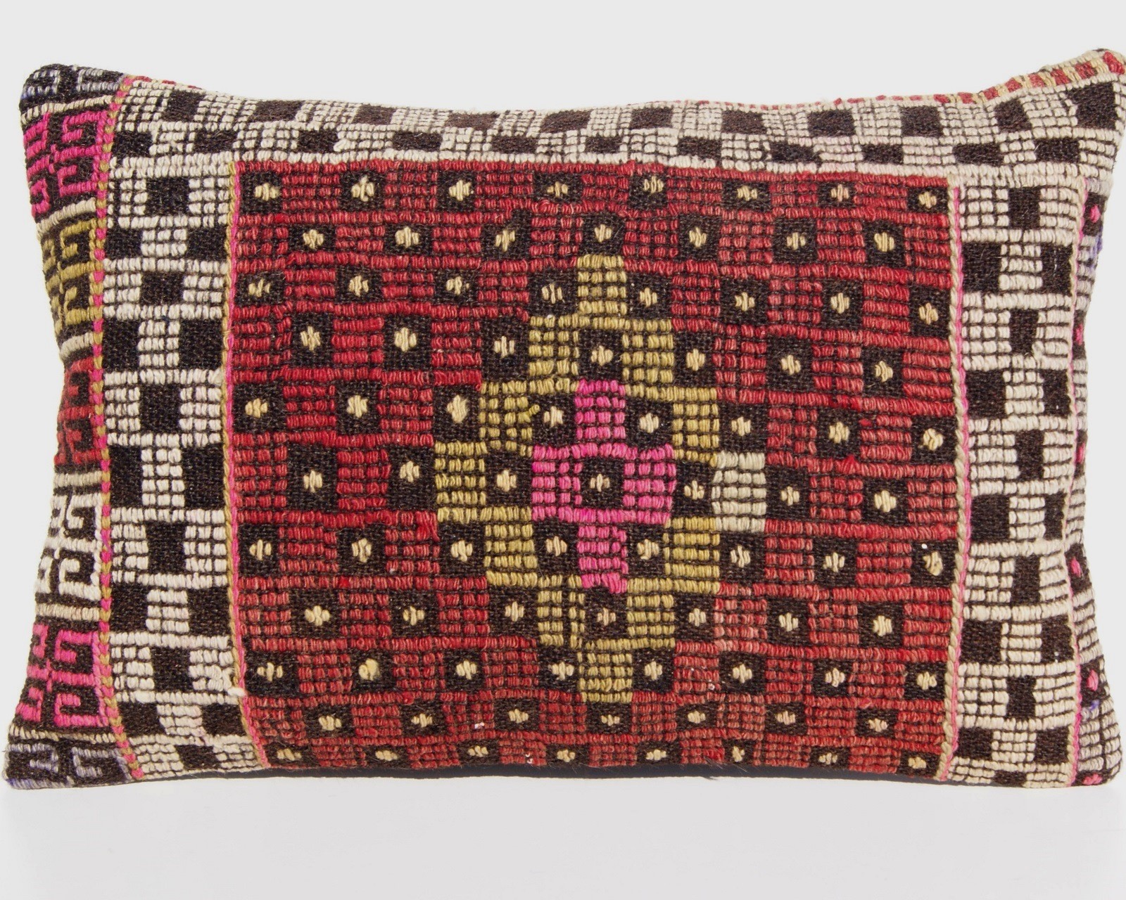 Handwoven Turkish Wool Pillows Geometric Design Set of 2 (60x40 cm) 24"X16" gallery