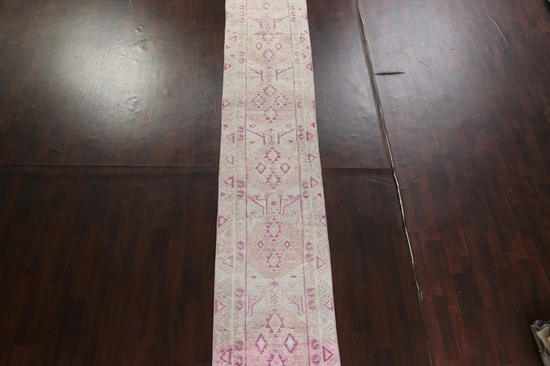 Vintage Geometric Anatolian Turkish Oriental Long Runner Rug Handmade Wool 3x15 gallery