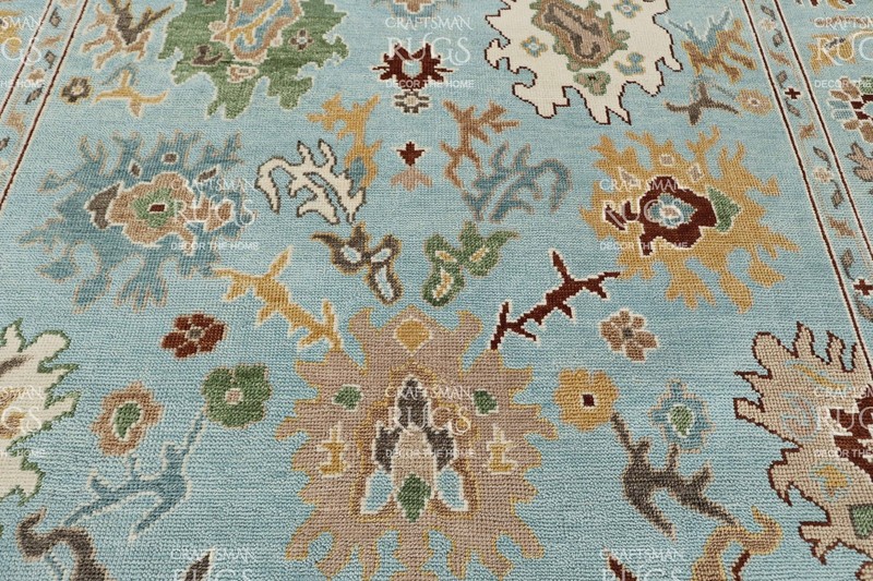 Handknotted Light Blue-Multi Floral Geometric Rug 8x10 ft gallery