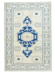Vintage Modern Turkish Large Area Rug 5.6×8.1 ft Hand-knotted Oushak Wool Carpet