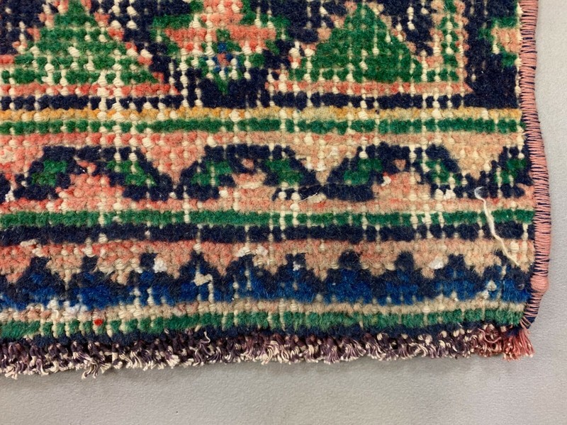 Distressed Turkish Runner 360x79 cm wool Vintage Tribal Rug Pink Green gallery