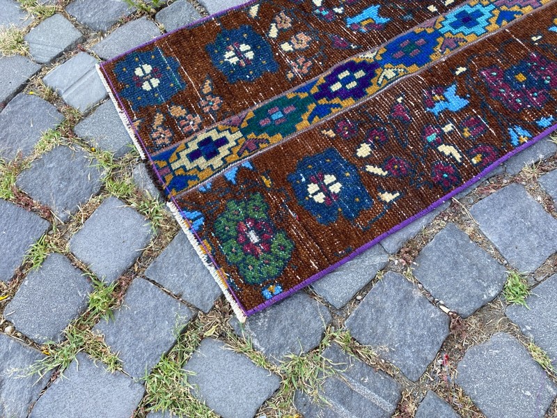 Patchwork rug,Bohemian rugs, Runner rug, Handmade rug,Turkish rug | 1,5 x 3,7 ft gallery