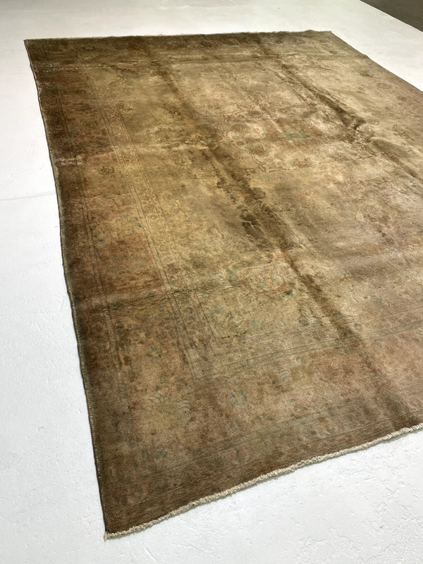 Antique Oriental Hand-Knotted Wool Area Rug Blue/Beige/Terracotta 9'7" x 13' gallery