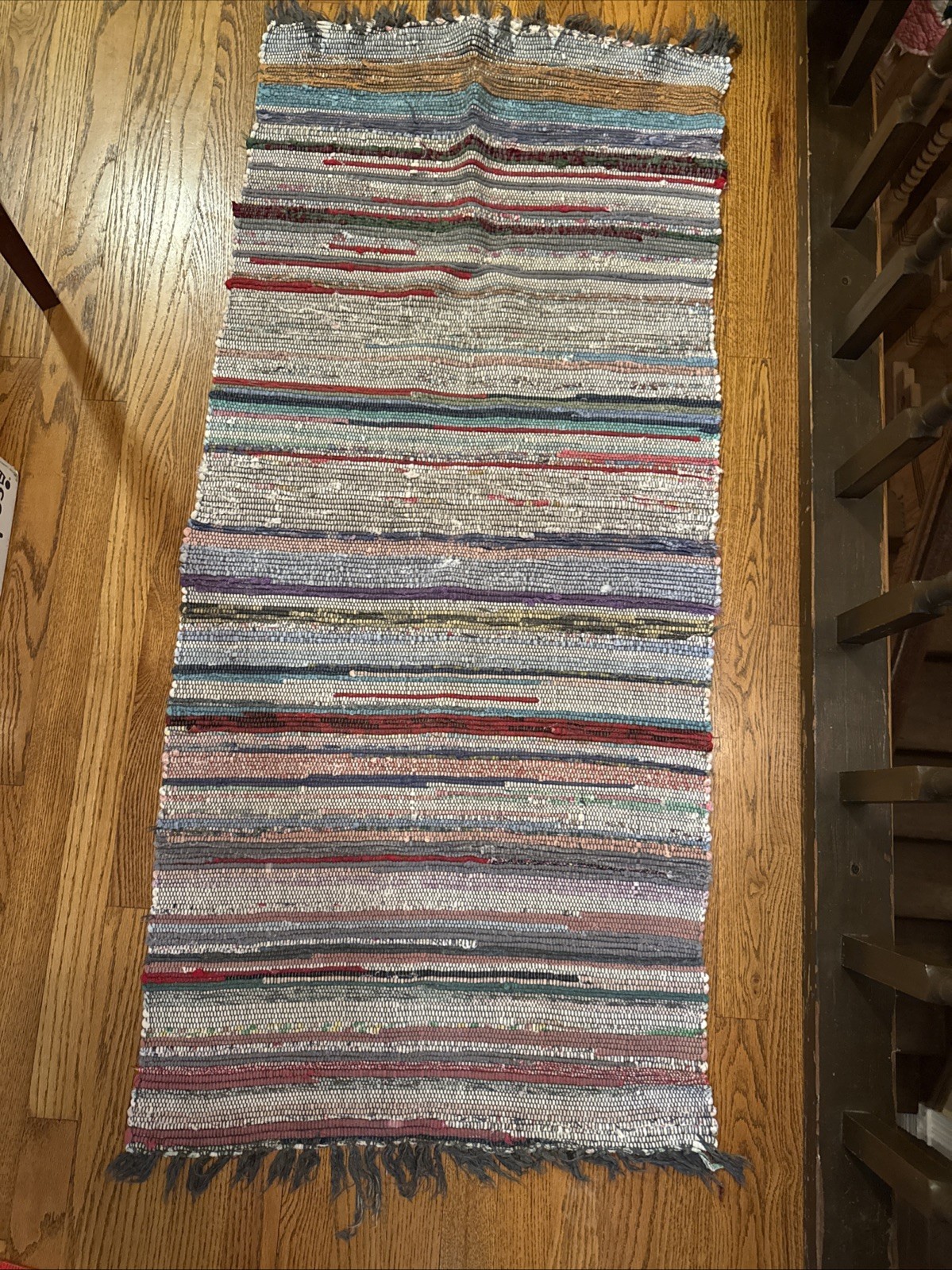 Vintage 1940’s Hand Made Rag Rug Runner 24.4” X 55” gallery