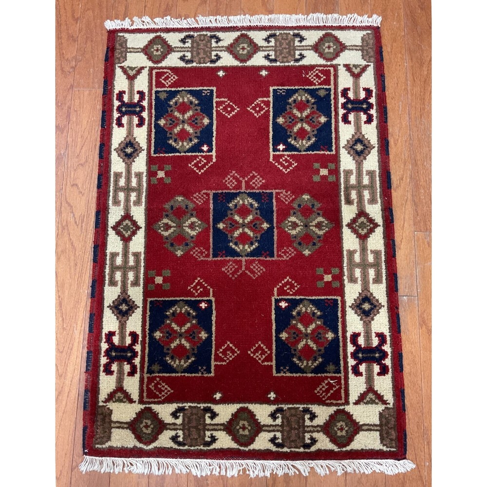 Handmade Indo Kazak Wool Rug 2' X 3'