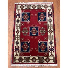 Handmade Indo Kazak Wool Rug 2′ X 3′