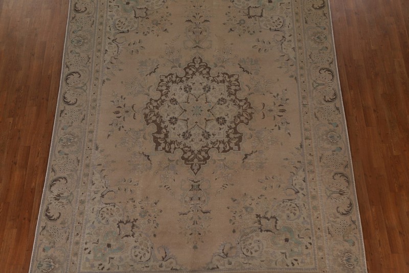 Handmade Distressed Vintage Area Rug 8x11 Ft Living Room Wool Carpet Beige Rug gallery