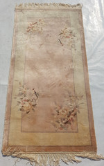 Vintage Handmade Chinese Peking Style Floral Motif Wool Rug 136×68 cm