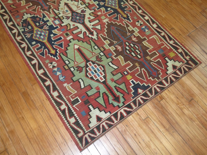 Antique Caucasian Avar Kilim Size 4'10''x9'1' gallery